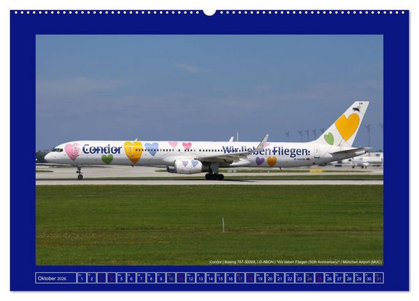 Produktbild: Bunte Airliner (Wandkalender 2026 DIN A2 quer), CALVENDO Monatskalender