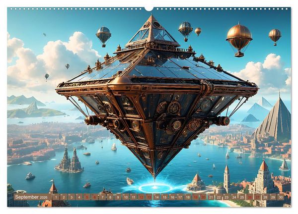 Produktbild: Steampunk Flugmaschinen (Wandkalender 2026 DIN A2 quer), CALVENDO Monatskalender
