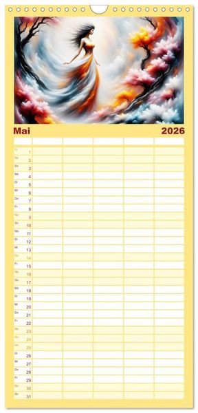 Produktbild: Familienplaner 2026 - Die Magie der Natur Monatsk&ouml;niginnen mit 5 Spalten (Wandkalender, 21 x 45 cm) CALVENDO