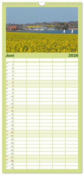 Produktbild: Familienplaner 2026 - Die Schlei - Segelrevier und Naturpark mit 5 Spalten (Wandkalender, 21 x 45 cm) CALVENDO