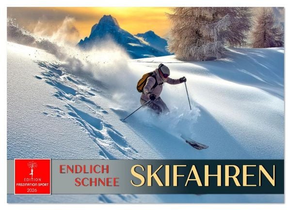 Skifahren - endlich Schnee (Wandkalender 2026 DIN A4 quer), CALVENDO Monatskalender