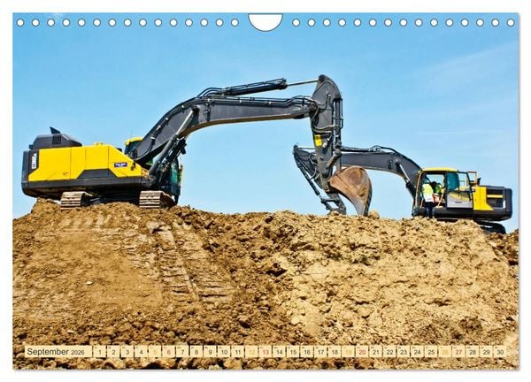Produktbild: Bagger - kraftvolle Arbeitsmaschinen (Wandkalender 2026 DIN A4 quer), CALVENDO Monatskalender