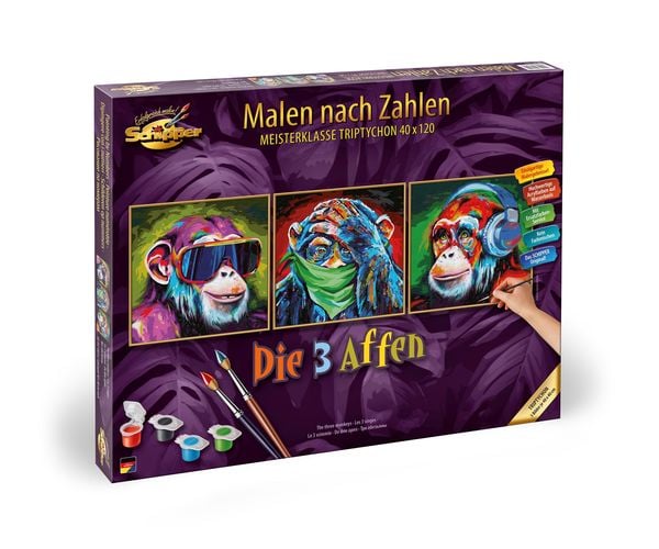 Produktbild: Schipper Malen nach Zahlen - Die 3 Affen (Tript.)