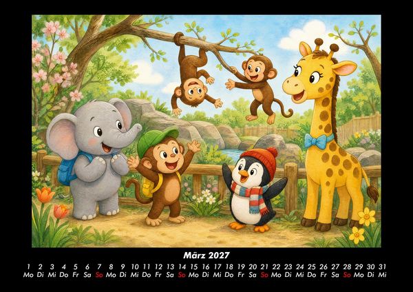 Produktbild: Ein Jahr im Zoo mit Raffi und Freunden 2027 Fotokalender DIN A3