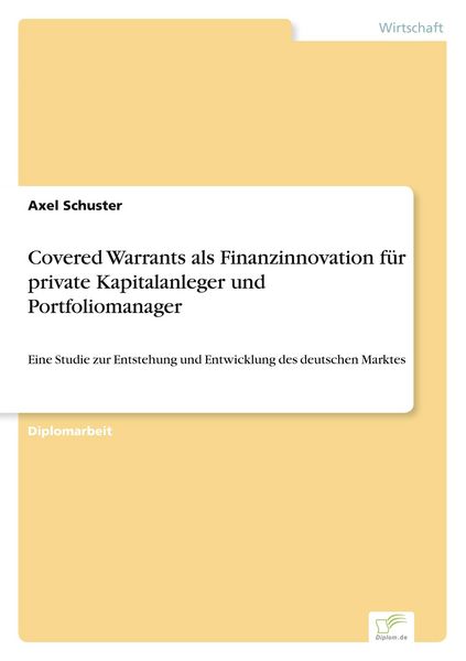 Produktbild: Covered Warrants als Finanzinnovation f&uuml;r private Kapitalanleger und Portfoliomanager