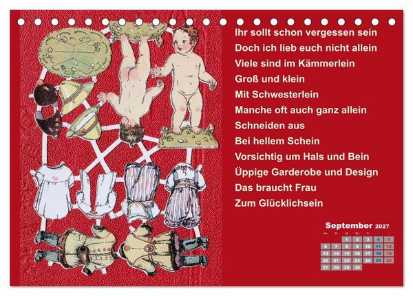 Produktbild: Papierpuppenpoesie (Tischkalender 2027 DIN A5 quer), CALVENDO Monatskalender