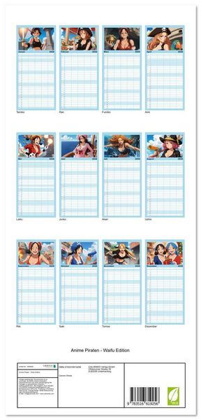 Produktbild: Familienplaner 2026 - Anime Piraten - Waifu Edition mit 5 Spalten (Wandkalender, 21 x 45 cm) CALVENDO