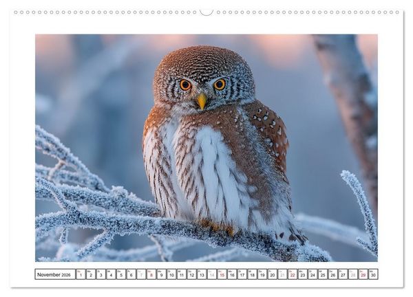 Produktbild: Eulen aus aller Welt - Faszinierende J&auml;ger der Nacht (Wandkalender 2026 DIN A2 quer), CALVENDO Monatskalender