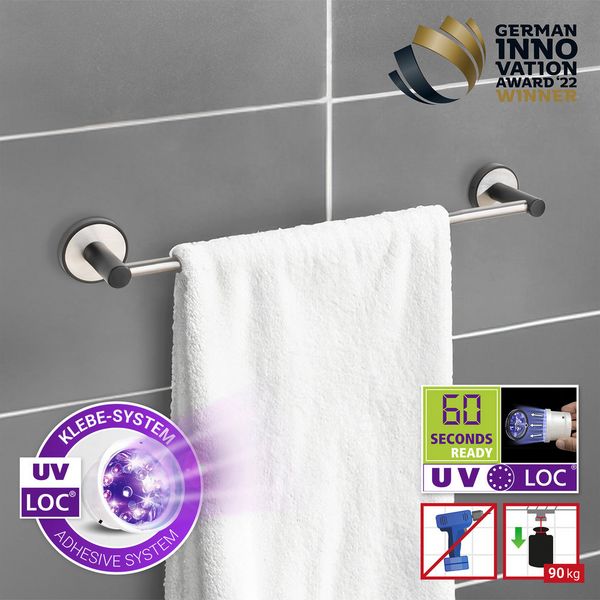 Produktbild: UV-Loc&reg; Badetuchstange Uno Mod. Udine 40 cm, Befestigen ohne Bohren mit innovativem Klebesystem
