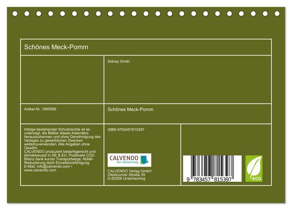 Produktbild: Sch&ouml;nes Meck-Pomm (Tischkalender 2026 DIN A5 quer), CALVENDO Monatskalender