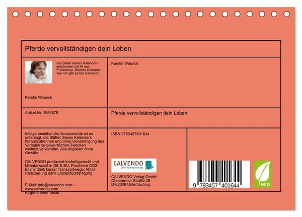 Produktbild: Pferde vervollst&auml;ndigen dein Leben (Tischkalender 2026 DIN A5 quer), CALVENDO Monatskalender