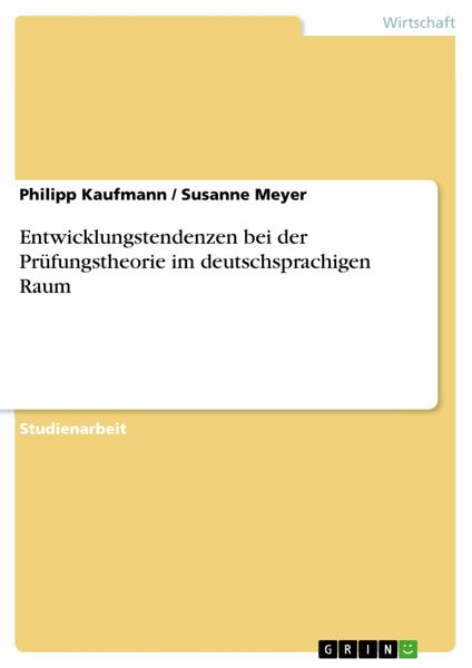 Produktbild: Entwicklungstendenzen bei der Pr&uuml;fungstheorie im deutschsprachigen Raum
