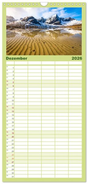 Produktbild: Familienplaner 2026 - Lofoten - Eine Reise durch Nordnorwegen mit 5 Spalten (Wandkalender, 21 x 45 cm) CALVENDO