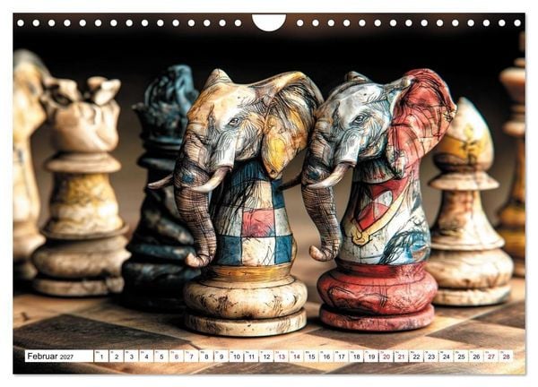Produktbild: Schach &ndash; Wenn Schachfiguren Charakter zeigen (Wandkalender 2027 DIN A4 quer), CALVENDO Monatskalender