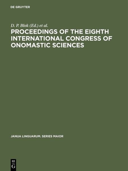 Produktbild: Proceedings of the Eighth International Congress of Onomastic Sciences
