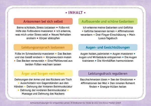 Produktbild: Achtsamkeitsübungen für entspanntes Lernen. 30 Bildkarten für Kinder