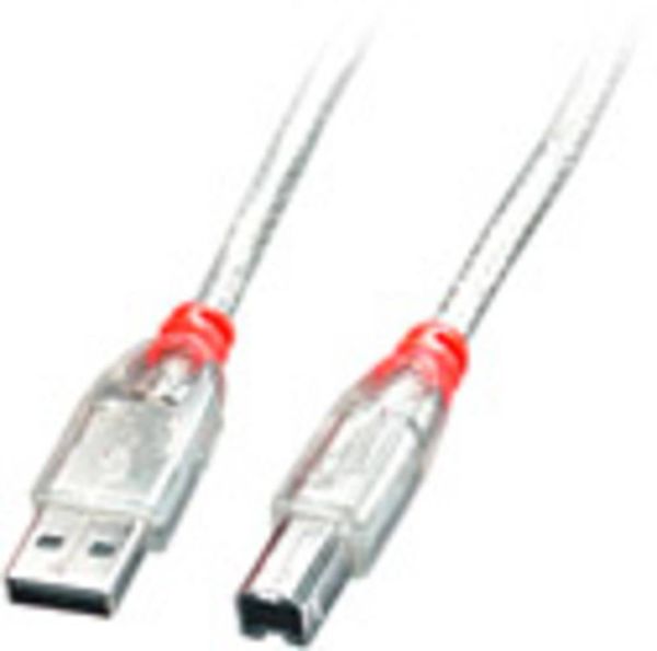 LINDY USB-Kabel USB 2.0 USB-A Stecker, USB-B Stecker 3.00m Transparent 41754
