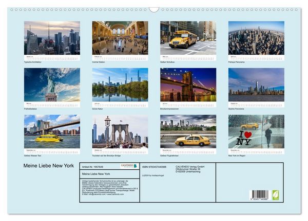Produktbild: Meine Liebe New York (Wandkalender 2026 DIN A2 quer), CALVENDO Monatskalender