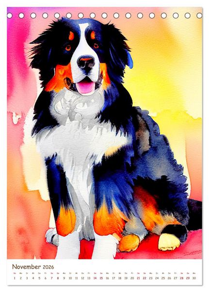 Produktbild: Berner Sennenhund 2026. Sch&ouml;ne Aquarelle der schweizer Hunderasse (Tischkalender 2026 DIN A5 hoch), CALVENDO Monatskalender