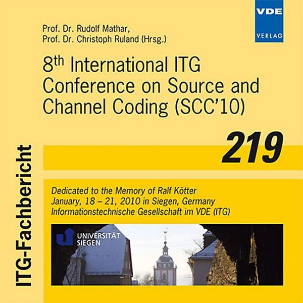 Produktbild: ITG-Fb 219: 8th International ITG Conference on Source and Channel Coding, CD-ROM