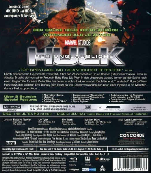 Produktbild: Der unglaubliche Hulk (4K Ultra HD) (+ Blu-ray)