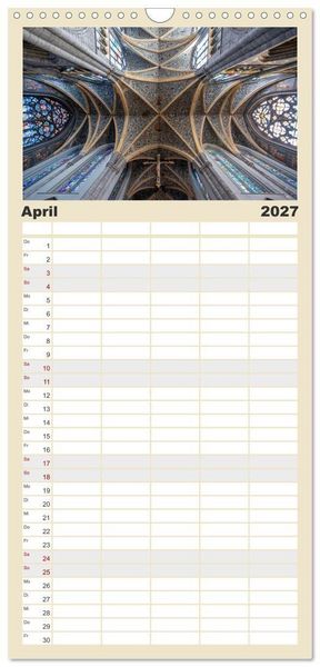Produktbild: Familienplaner 2027 - Gew&ouml;lbe des Glaubens &ndash; Kirchendecken Europas mit 5 Spalten (Wandkalender, 21 x 45 cm) CALVENDO