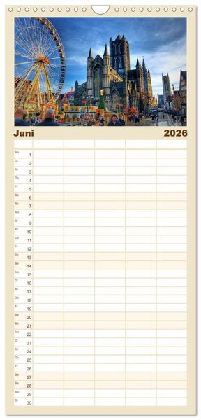 Produktbild: Familienplaner 2026 - Belgien - Bezaubernde Natur und eindrucksvolle St&auml;dte. mit 5 Spalten (Wandkalender, 21 x 45 cm) CALVENDO