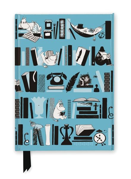 Produktbild: Premium Notizbuch DIN A5: Mumin B&uuml;cherregal, Hellblau
