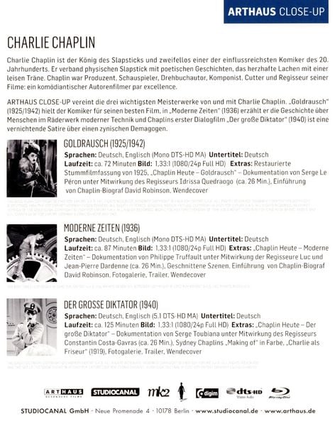 Produktbild: Charlie Chaplin - Arthaus Close-Up [3 BRs]