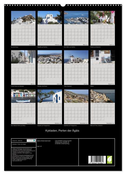 Produktbild: Kykladen, Perlen der &Auml;g&auml;is (hochwertiger Premium Wandkalender 2026 DIN A2 hoch), Kunstdruck in Hochglanz
