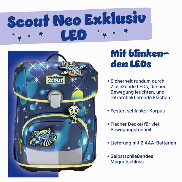 SCOUT Schultaschenset Neo LED Planets 4tlg SCOUT Schultaschenset Neo LED Planets 4tlg