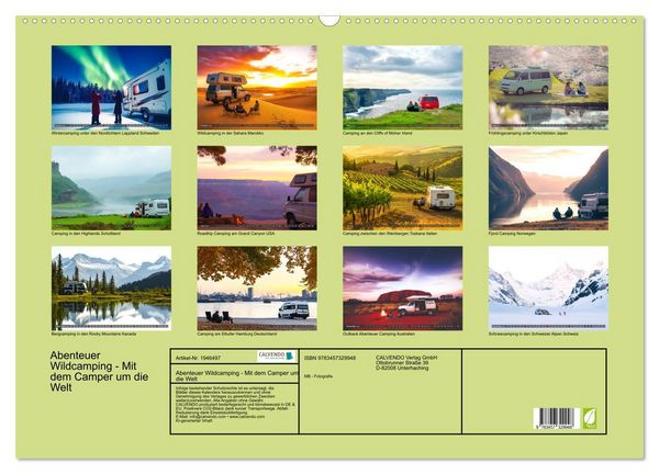 Produktbild: Abenteuer Wildcamping - Mit dem Camper um die Welt (Wandkalender 2026 DIN A2 quer), CALVENDO Monatskalender