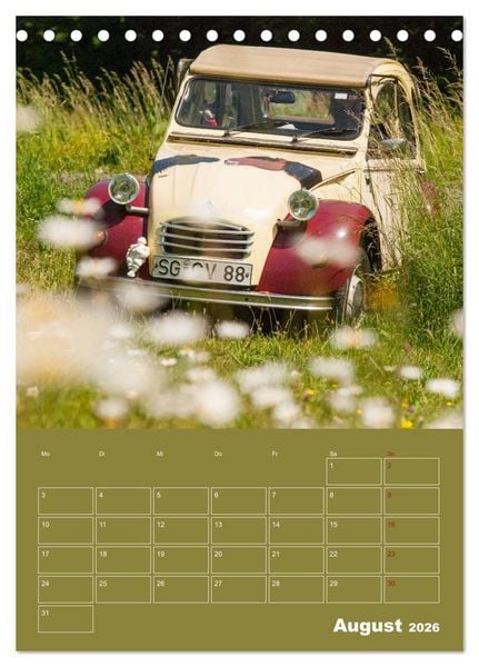 Produktbild: Citro&euml;n 2 CV &ndash; Flower Power (Tischkalender 2026 DIN A5 hoch), CALVENDO Monatskalender