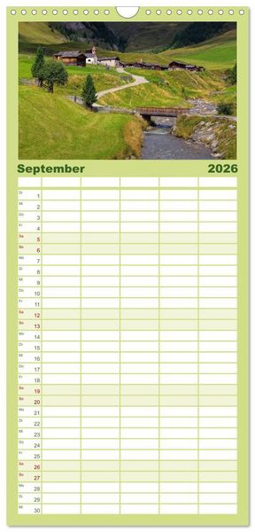 Produktbild: Familienplaner 2026 - Pustertal - Das gr&uuml;ne Tal S&uuml;dtirols mit 5 Spalten (Wandkalender, 21 x 45 cm) CALVENDO