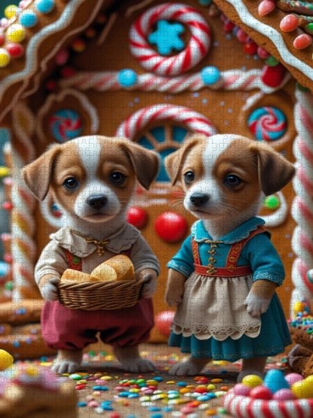 Produktbild: CALVENDO Puzzle H&auml;nsel und Gretel Hundewelpen | 1000 Teile Lege-Gr&ouml;&szlig;e 64x48cm Foto-Puzzle f&uuml;r gl&uuml;ckliche Stunden