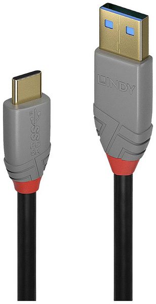 Produktbild: LINDY USB-Kabel USB 3.2 Gen2 USB-C&reg; Stecker, USB-A Stecker 1.00 m Schwarz, Grau 36911