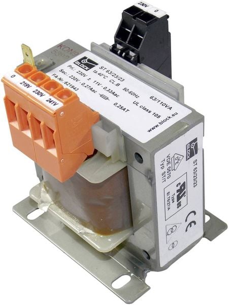 BLOCK ST 63/23/23 Steuertransformator, Trenntransformator, Sicherheitstransformator 1 x 219 V/AC, 230 V/AC, 241 V/AC 1 x 230 V/AC 63 VA