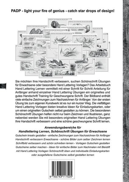 Produktbild: PADP-Script 11: Handlettering lernen mit Sch&ouml;nschrift &Uuml;bungen zum Zeichnen & Illustrieren - Handschrift Training f&uuml;r Geschwungene Schrift