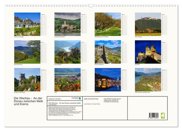 Produktbild: Die Wachau - An der Donau zwischen Melk und Krems (Wandkalender 2026 DIN A2 quer), CALVENDO Monatskalender