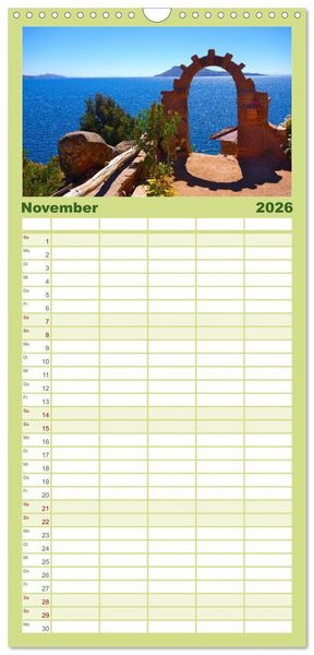 Produktbild: Familienplaner 2026 - S&uuml;damerika - Vom Reich der Inka bis nach Patagonien mit 5 Spalten (Wandkalender, 21 x 45 cm) CALVENDO