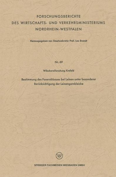 Produktbild: Bestimmung des Faserabbaues bei Leinen unter besonderer Ber&uuml;cksichtigung der Leinengarnbleiche