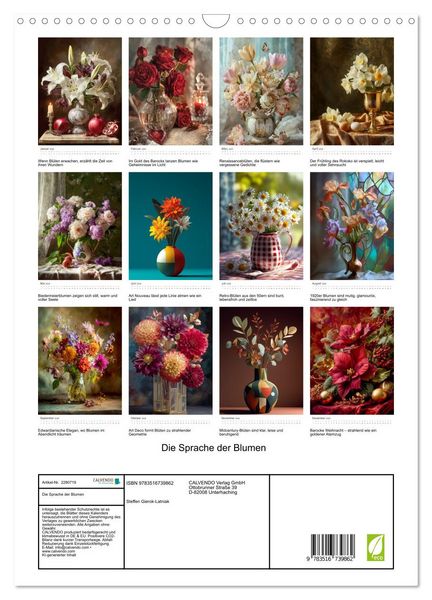 Produktbild: Die Sprache der Blumen (Wandkalender 2026 DIN A3 hoch), CALVENDO Monatskalender