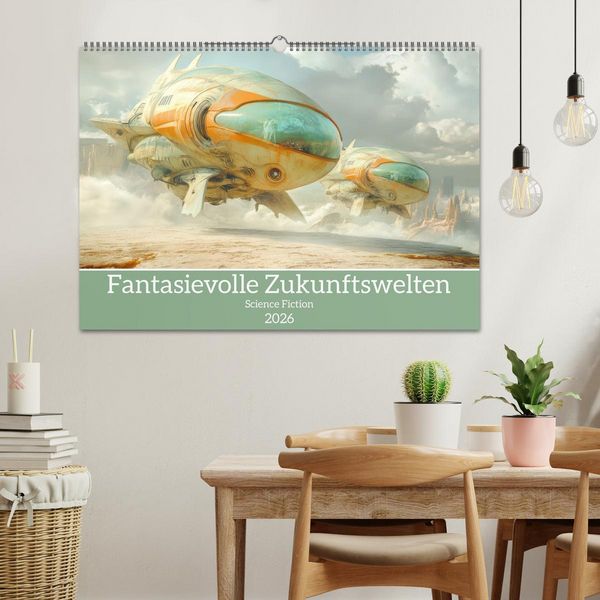 Produktbild: Fantasievolle Zukunftswelten - Science Fiction (Wandkalender 2026 DIN A2 quer), CALVENDO Monatskalender