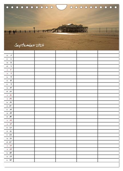 Produktbild: St. Peter Ording Familienplaner (Wandkalender 2026 DIN A4 hoch), CALVENDO Monatskalender