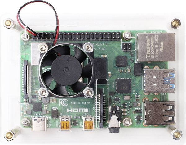 Produktbild: Renkforce RBP-PLC100 SBC-Geh&auml;use Passend f&uuml;r (Entwicklungskits): Raspberry Pi&reg;, Banana Pi, Rock Pi inkl. aktiven K&uuml;hler Transparent