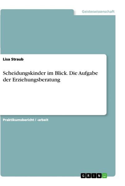 Produktbild: Scheidungskinder im Blick. Die Aufgabe der Erziehungsberatung