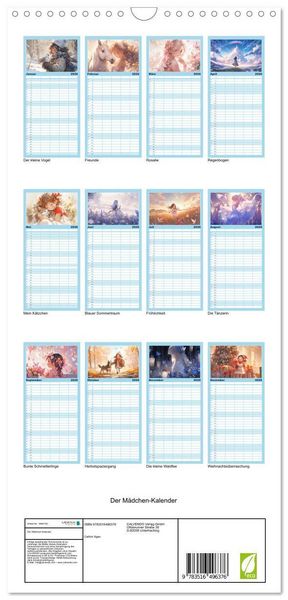 Produktbild: Familienplaner 2026 - Der M&auml;dchen-Kalender mit 5 Spalten (Wandkalender, 21 x 45 cm) CALVENDO