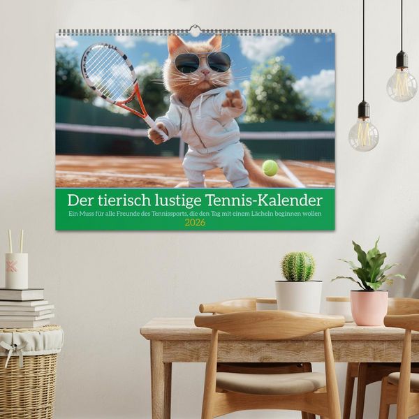 Produktbild: Der tierisch lustige Tennis-Kalender (Wandkalender 2026 DIN A2 quer), CALVENDO Monatskalender