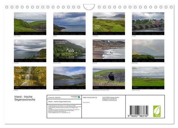 Produktbild: Irland - Irische Segensw&uuml;nsche (Wandkalender 2026 DIN A4 quer), CALVENDO Monatskalender