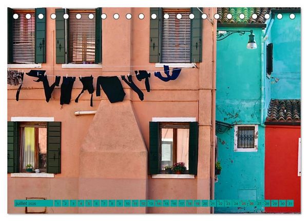 Produktbild: Le linge de Burano (Calendrier de bureau 2026 DIN A5 vertical), CALVENDO calendrier mensuel